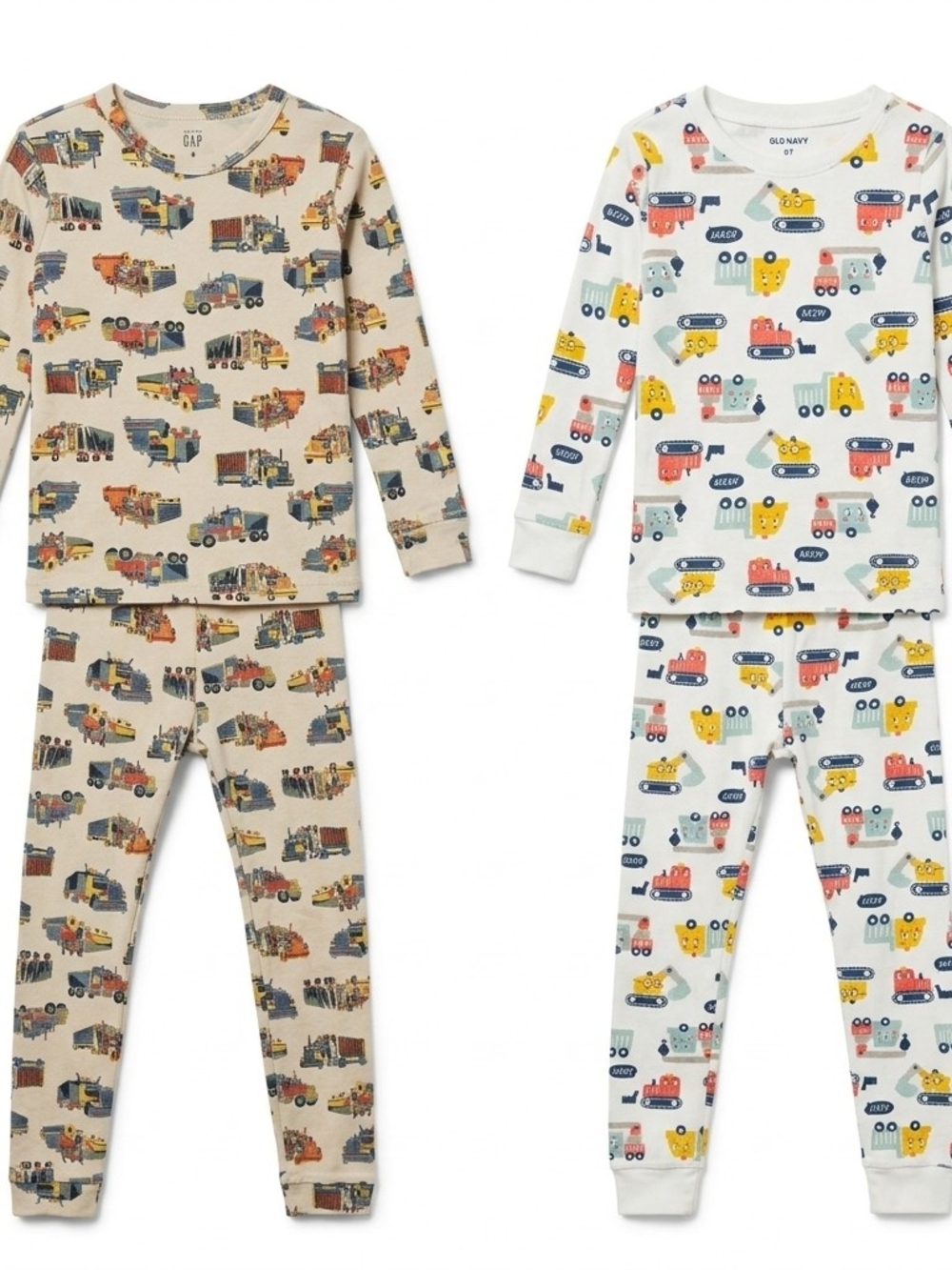 Bundle of 2 Sets Boys Truck Pajamas Baby Gap Old Navy - Size 6/6T